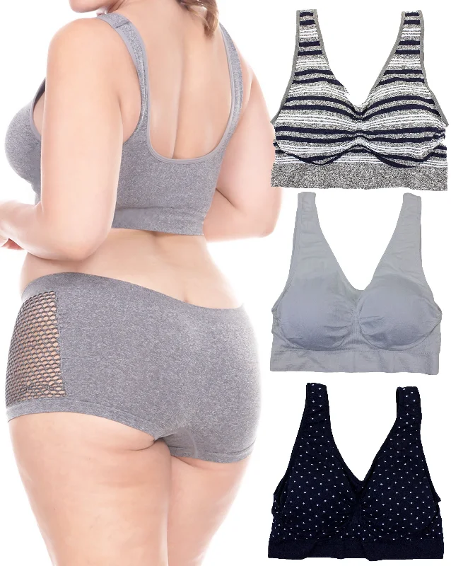 Women's lingerie for easy glamour-Plus Size Seamless Sports Bras (3 Pack)