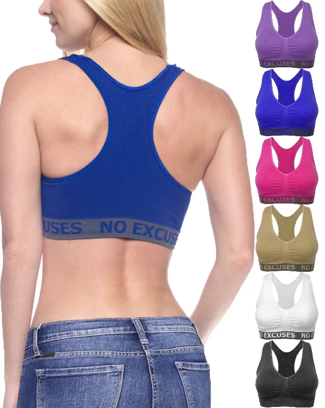 Women's lingerie for smooth body fit-BodyMate Racerback Wirefree Bras (6 Pack)