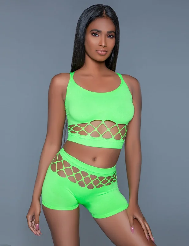 Women's lingerie for elegant sleepwear-Be Wicked 2011 Neon Green Palmer Set