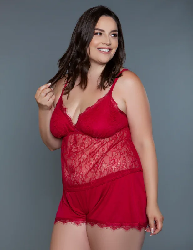 Women's lingerie for lace-up design-Be Wicked 2244 Paris Set Red