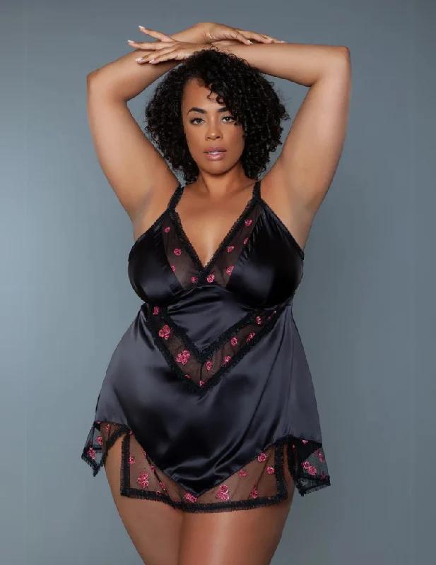 Women's lingerie for sultry evenings-Be Wicked 2246P Katherine Babydoll Black