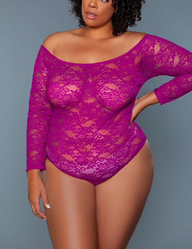 Women's lingerie for body-hugging fit-Be Wicked 2248P Marina Dark Magenta Bodysuit