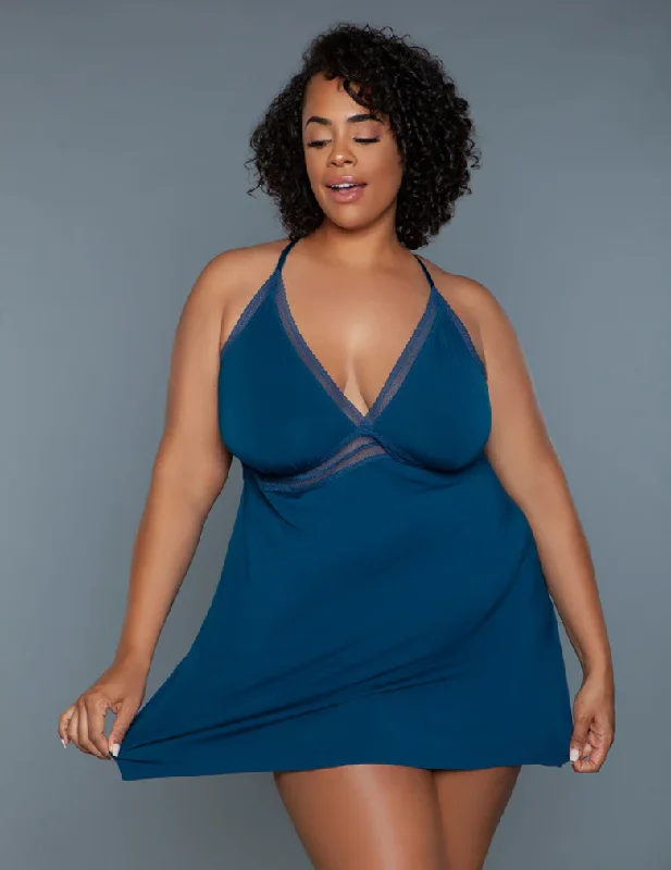Women's lingerie for silky satin fabric-Be Wicked 2250P Hailee Babydoll Deep Royal