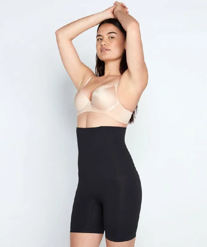 Women's corset with open bust style-Bendon Medium Control High Waisted Shaper Short - Black