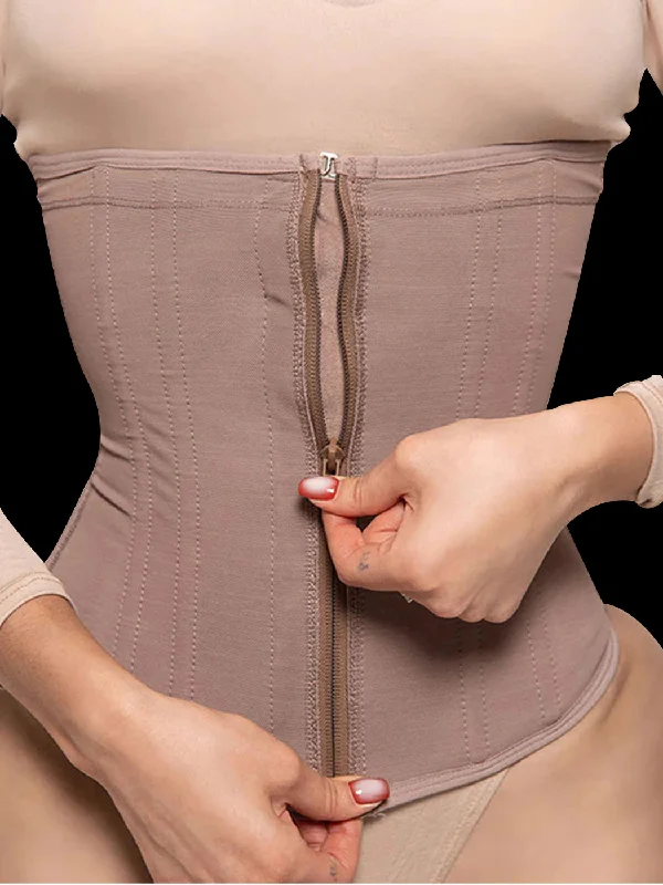 Women's corset for waistline enhancement-Boned Zipper Closure Tummy Control Waist Trainer