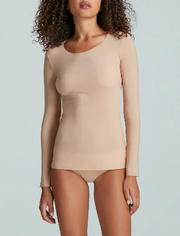 Women's corset for shaping evening dresses-Commando Whisper Long Sleeve Crew Cami