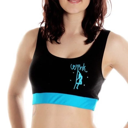 Women's lingerie for sultry evenings-Contrast Band Crop Top - Black / Turquoise