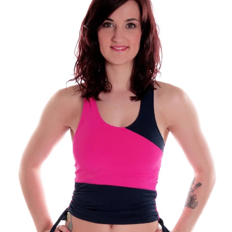 Women's lingerie for bridal look-Drawstring Vest - Hot Pink / Navy