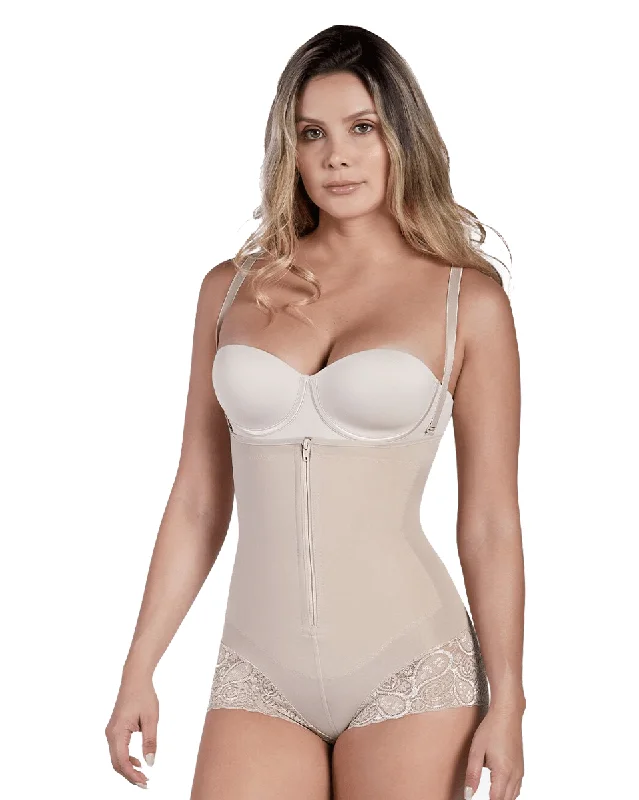Women's corset for a classic vintage silhouette-Curveez Thermal Hiphugger Lace Trim Bodysuit Women's corset for a classic vintage silhouette-Curveez Thermal Hiphugger Lace Trim Bodysuit