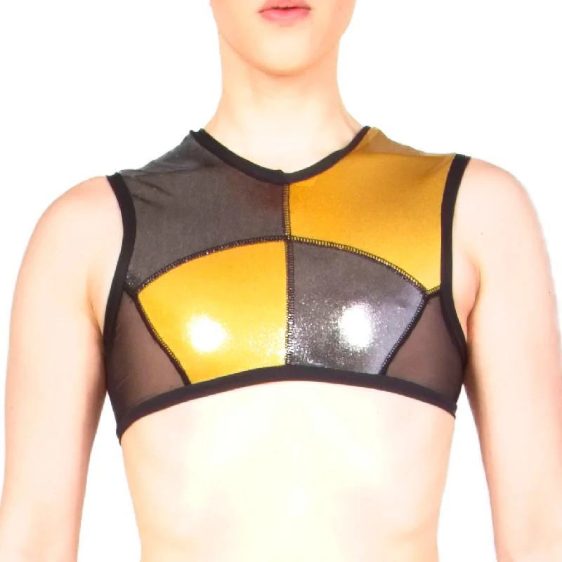 Women's lingerie for seductive fit-Damian Top With Mesh - Gold / Silver