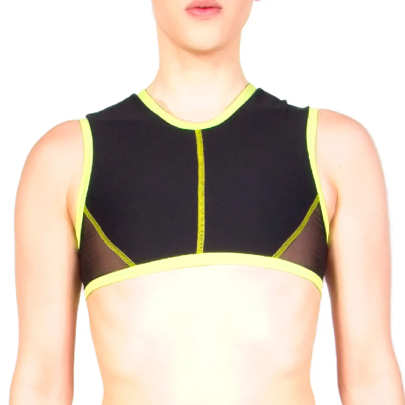 Women's lingerie for timeless elegance-Damian Top With Mesh - Black / Green