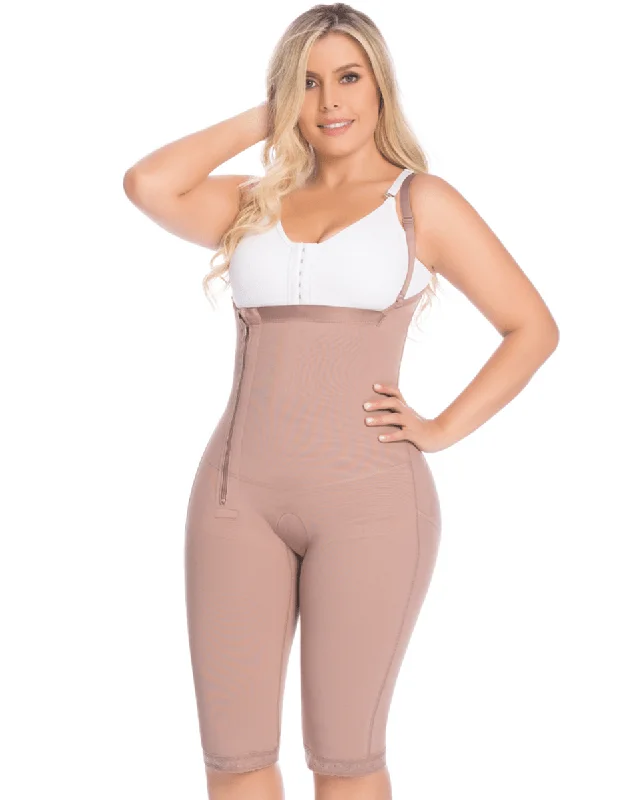 Women's corset for smooth finish under clothes-Delie Fajas Zippered Knee-Length Lipo Reducing Girdle with Butt Lifter Women's corset for smooth finish under clothes-Delie Fajas Zippered Knee-Length Lipo Reducing Girdle with Butt Lifter