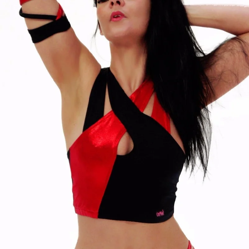 Women's lingerie for special occasions-Empress Top - Black / Metallic Red