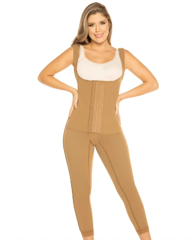 Women's corset with stretchable fabric for flexibility-Equilibrium Post Op One Piece Girdle High Back - Brown Women's corset with stretchable fabric for flexibility-Equilibrium Post Op One Piece Girdle High Back - Brown