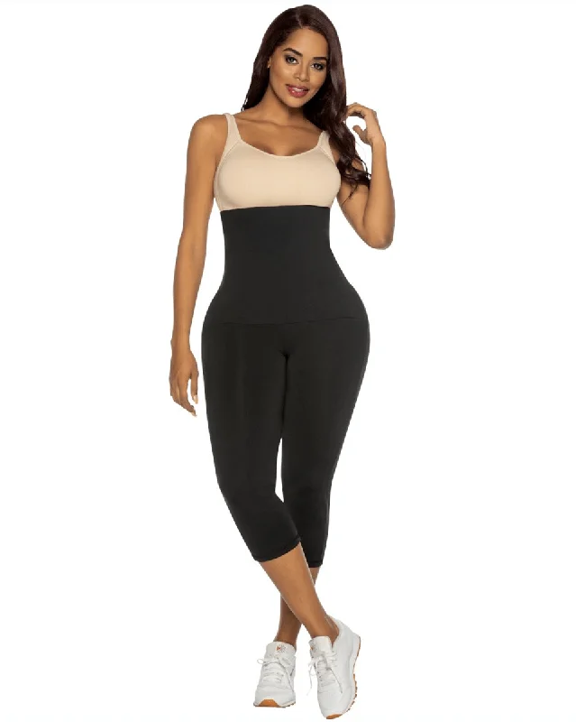 Women's corset for enhancing hourglass figure under dress-Equilibrium Sport Pants Plus Waist Trainer All In One - Capri Style
