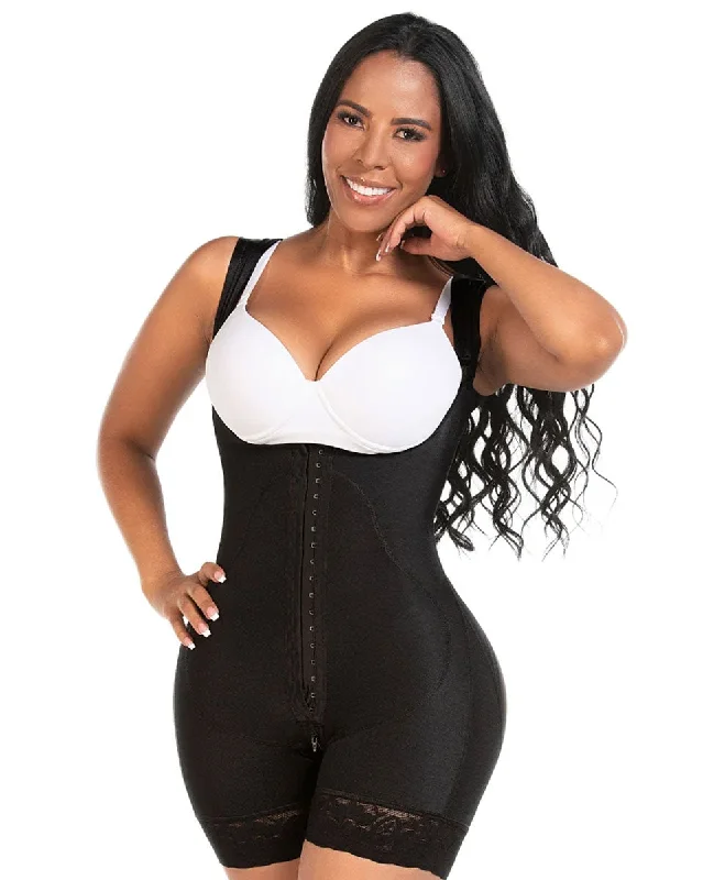 Women's corset for shaping curves under clothes-Fajas M & D Open Bust Post-Op Faja for Women Mid Thigh Shaper w/ Wide Adjustable Straps