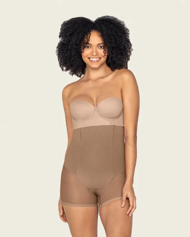Women's corset for classic Victorian style-Firm Compression High-Waisted Sheer Short Shaper