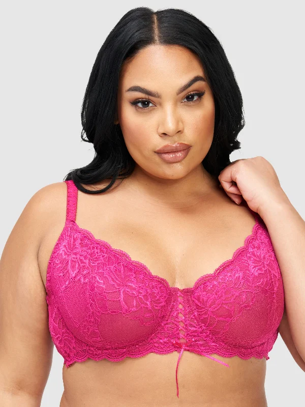 Women's lingerie for full figure support-Charlotte Lace Full Figure Underwire Bra