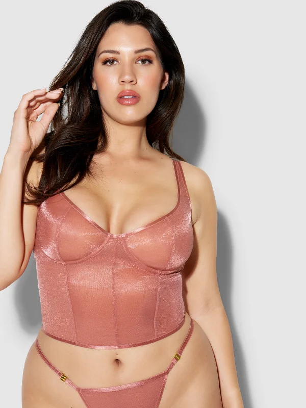 Women's lingerie for intimate moments-Pia Unlined Underwire Mesh Bustier