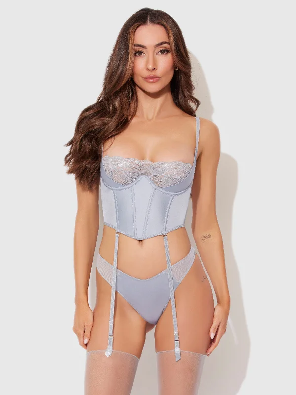 Women's lingerie for enhancing figure-Serenity Lace & Satin Underwire Unlined Bustier