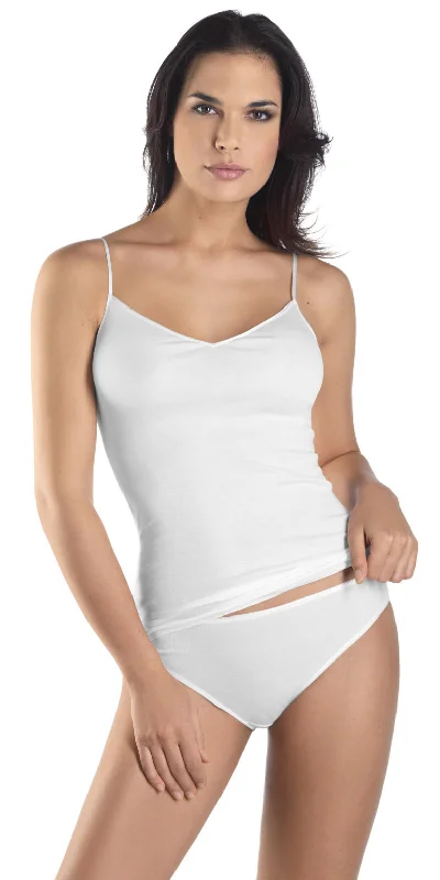 Women's corset with smooth satin fabric-Hanro Cotton Seamless V-Neck Camisole