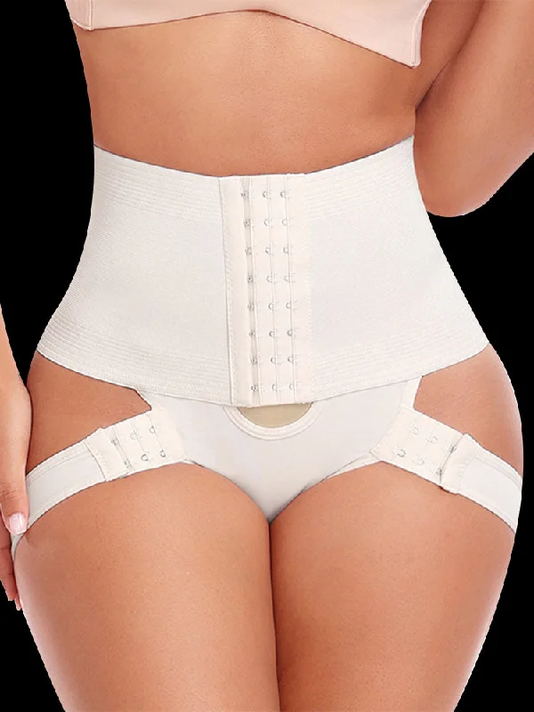 Women's corset for bridal outfits-High-Waist Tummy Control Butt Lifting Shapewear Briefs with Adjustable Hip Bands