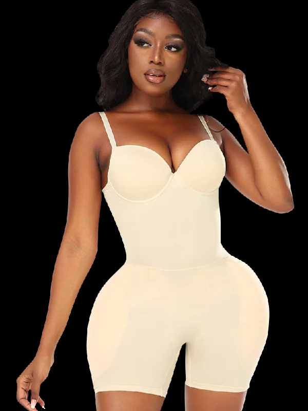 Women's corset with lace detail for feminine charm-Hip Enhancing Suspenders Tummy Control Shaper Bodysuit