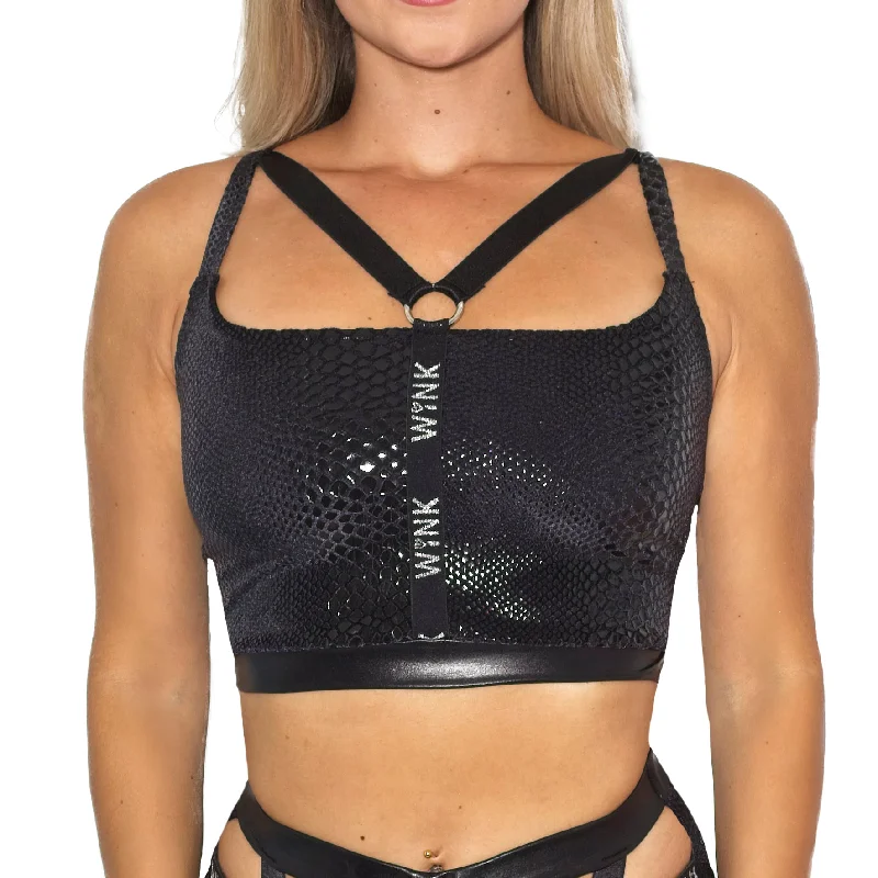 Women's lingerie for luxurious comfort-Infinity Eco Strap Top - Black Snake