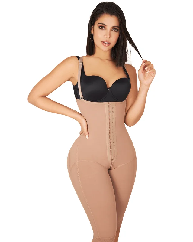 Women's corset with floral embroidery-Jackie London Long Bodyshaper With Covered Back And Perineal Zipper Women's corset with floral embroidery-Jackie London Long Bodyshaper With Covered Back And Perineal Zipper