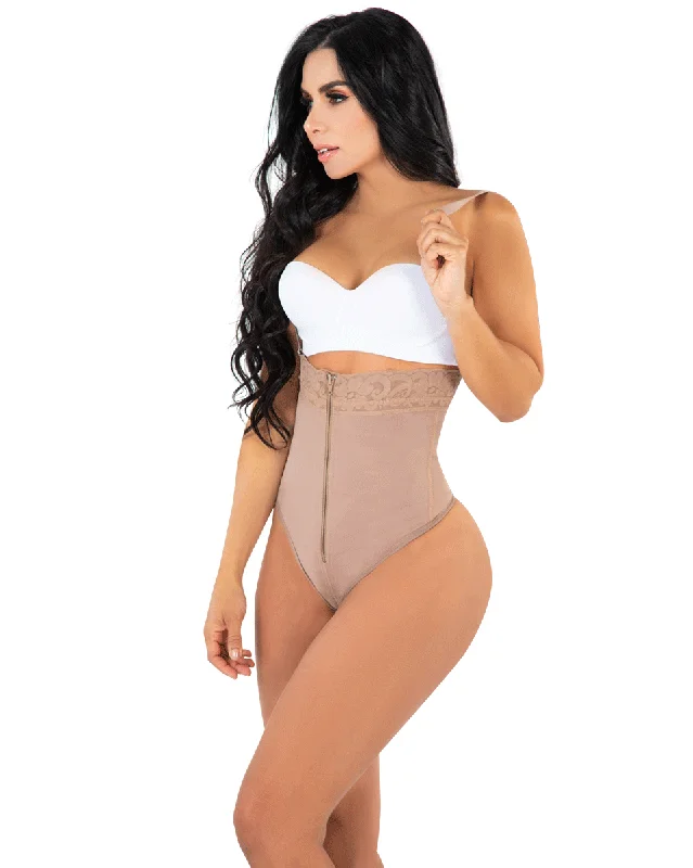 Women's corset with steel bones-Jackie London Panty Thong Strapless With Zipper