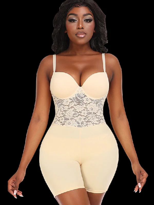 Women's corset for bridal corsetry-Lace Butt Enhance Body Shaperwear with Removable Padding