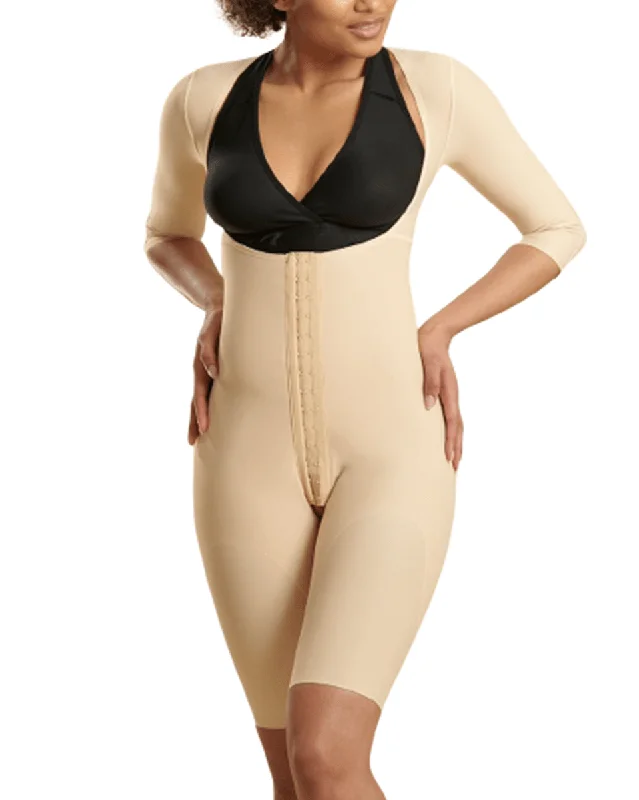 Women's corset for smooth under dresses-Marena Reinforced Bodysuit with Sleeves and Layered Panels - Short Length Women's corset for smooth under dresses-Marena Reinforced Bodysuit with Sleeves and Layered Panels - Short Length