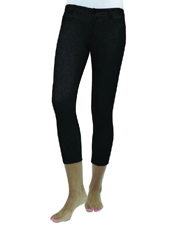 Women's corset for sexy body shaping-MeMoi Denim Zipper Capri Legging