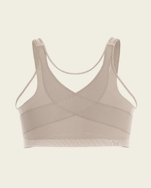 Women's corset for body sculpting-Unlined Wireless Posture Corrector Bra
