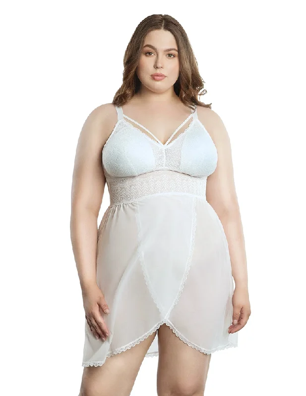 Women's lingerie for slimming effect-Parfait Mia Lace P5959 Pearl White Chemise