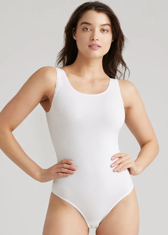 Women's corset with strong back support-Ruby Shaping Thong Bodysuit - Cotton Seamless