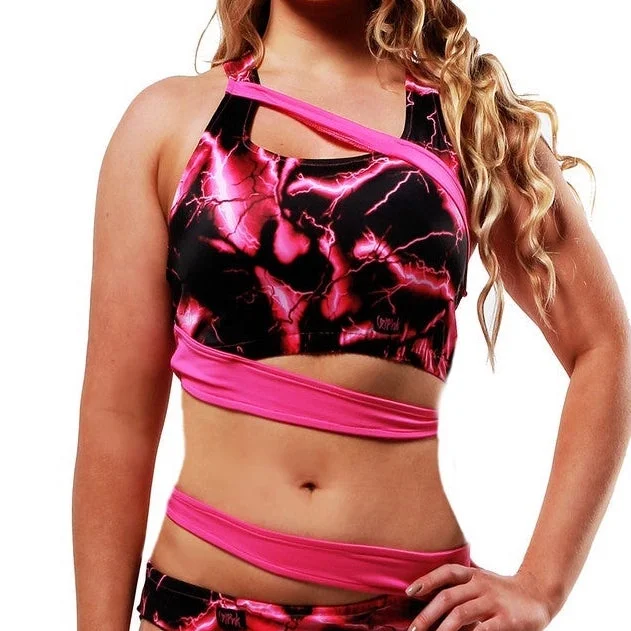 Women's lingerie for lace trim designs-Siren Print Top - Lightning Pink