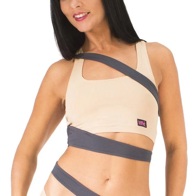 Women's lingerie for luxurious appeal-Siren Top - Nude / Charcoal Grey