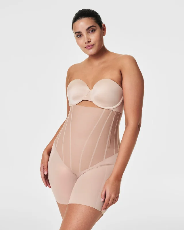 Women's corset with floral embroidery-Spanx High-Waisted Mid-Thigh Short