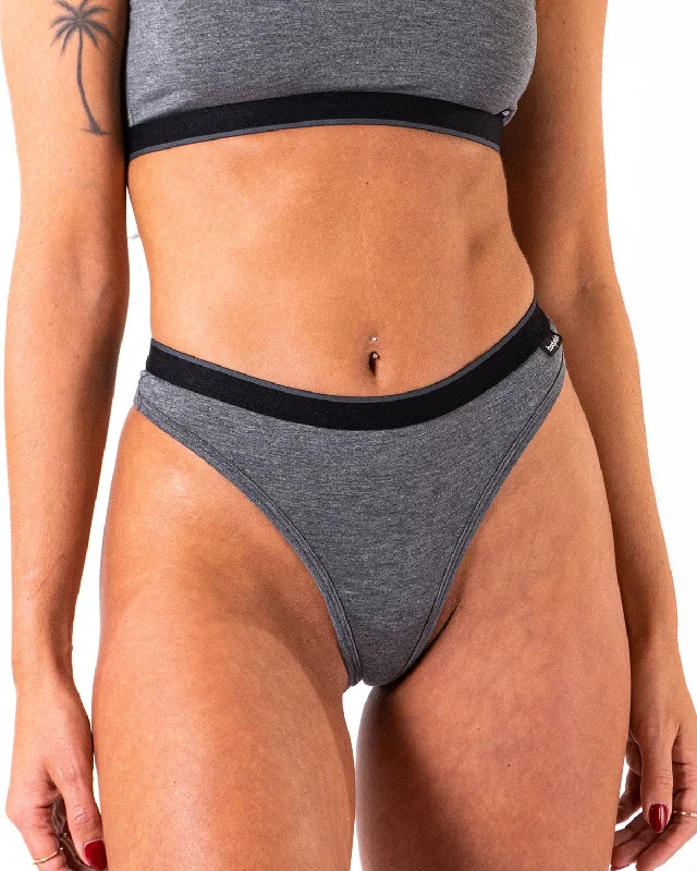 Women's lingerie for smooth curves-String Bodyskin Daily gris mixé