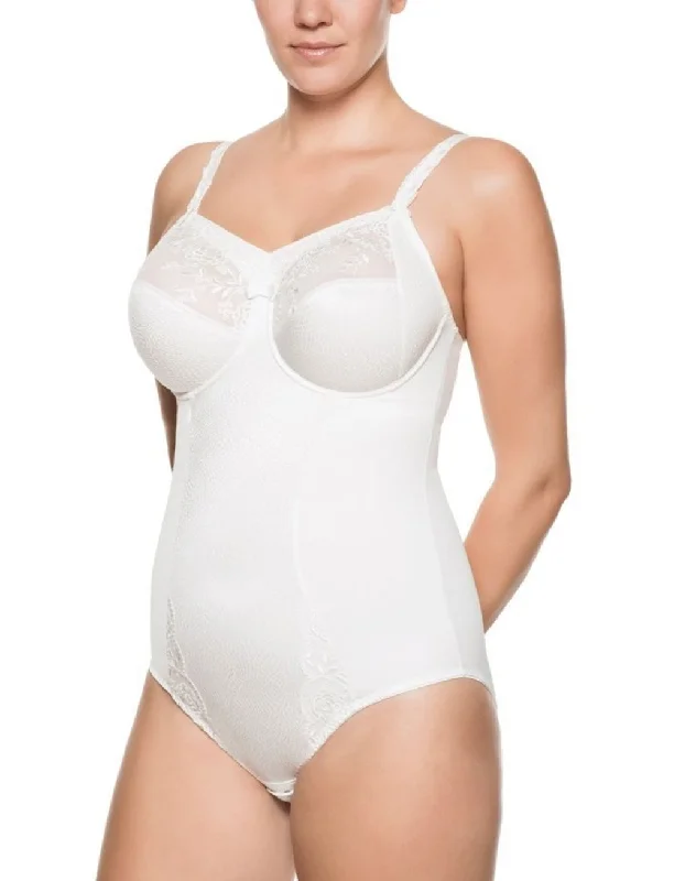 Women's corset with lace trim for elegance-Ulla Ella Underwired Bodysuit with Panel Ecru
