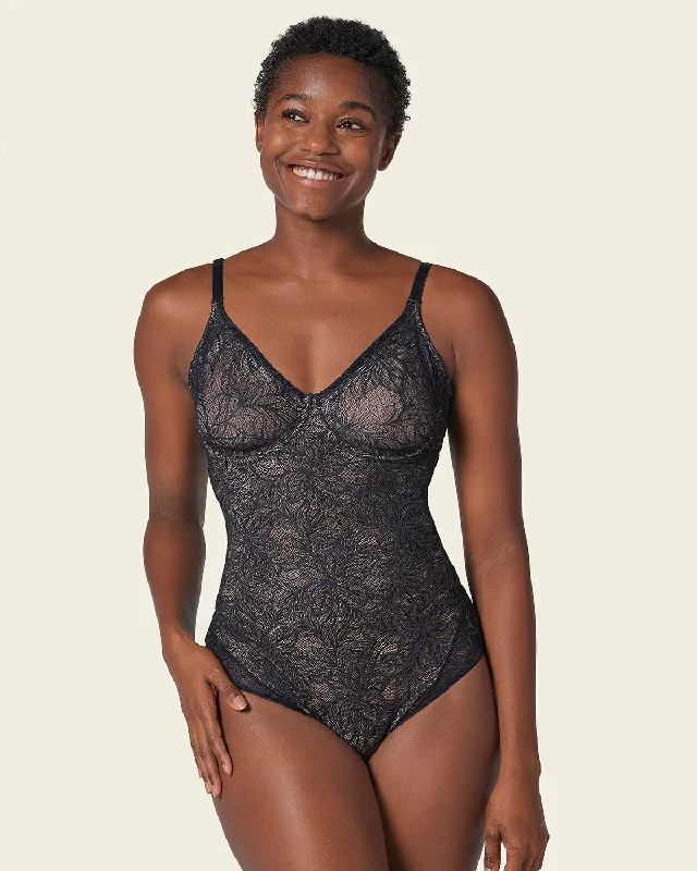 Women's corset for perfecting curves under dress-Shaping Lace Bodysuit with Underwire Fabric Cups Women's corset for perfecting curves under dress-Shaping Lace Bodysuit with Underwire Fabric Cups
