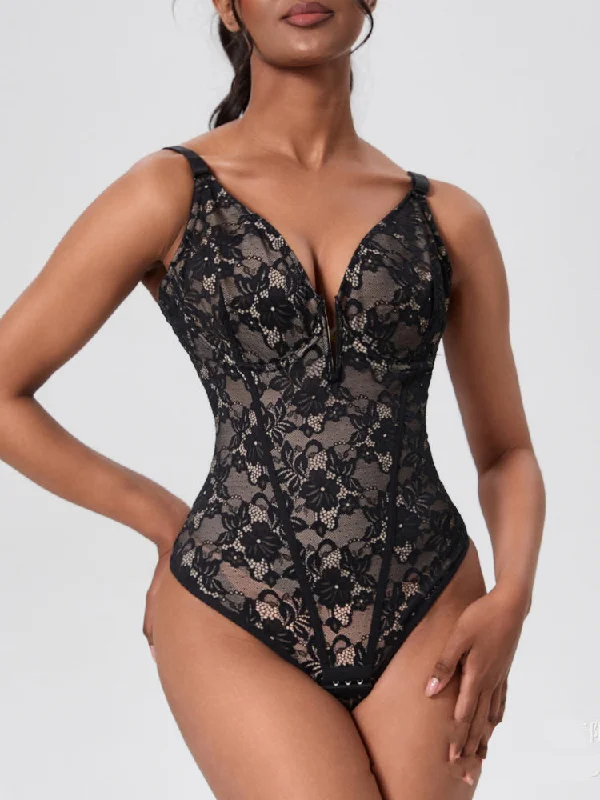 Women's corset for smooth curves under dress-V-Neck Lace Tummy Control Bodysuit Shapewear with Open Crotch Women's corset for smooth curves under dress-V-Neck Lace Tummy Control Bodysuit Shapewear with Open Crotch