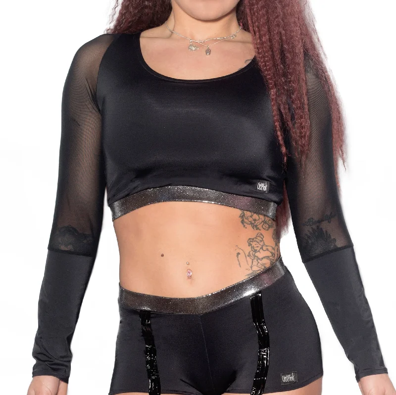 Women's lingerie for stylish undergarments-Valencia Eco Long Sleeve Top - Black