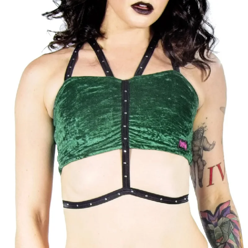 Women's lingerie for ultimate glamour-Velvet Angel Top - Forest Green