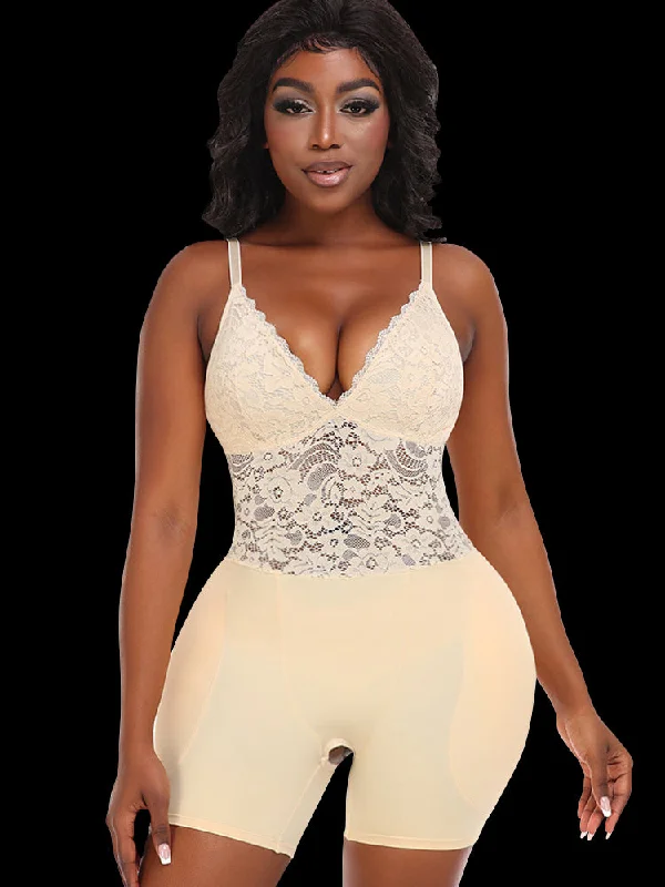 Women's corset for sculpting hourglass figure-Women's Lace V Neck Corset Hip Enhancer Shapewear Bodysuit Women's corset for sculpting hourglass figure-Women's Lace V Neck Corset Hip Enhancer Shapewear Bodysuit
