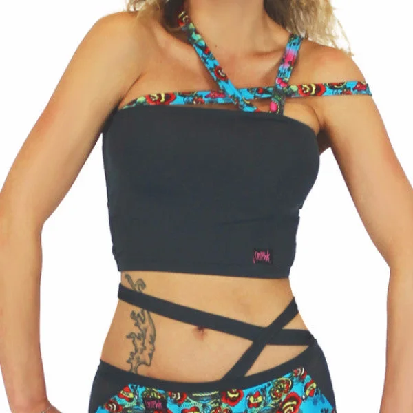 Women's lingerie for stylish bodycon fit-Xena Crop Top - Tattoo Print